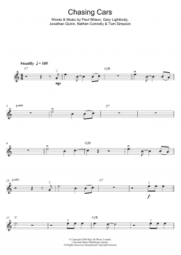 page one of Chasing Cars (Violin Solo)