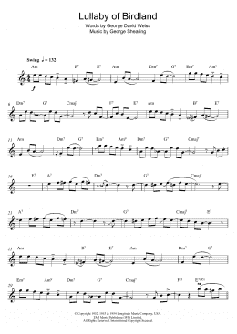 page one of Lullaby Of Birdland (Alto Sax Solo)