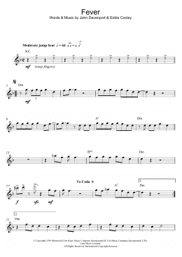 page one of Fever (Alto Sax Solo)