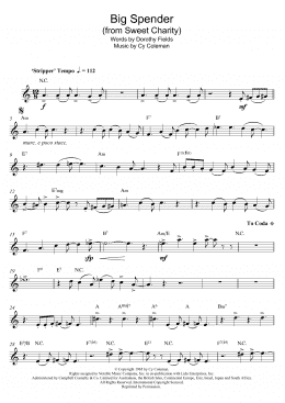 page one of Big Spender (from Sweet Charity) (Alto Sax Solo)