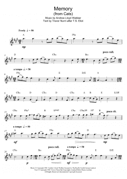 page one of Memory (from Cats) (Alto Sax Solo)