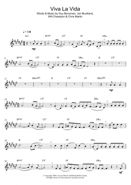 page one of Viva La Vida (Alto Sax Solo)