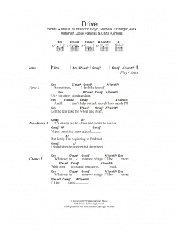 page one of Drive (Guitar Chords/Lyrics)