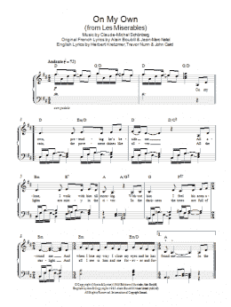 page one of On My Own (from Les Miserables) (Easy Piano)