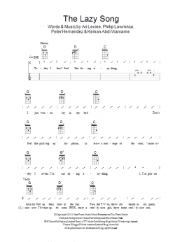 page one of The Lazy Song (Ukulele Chords/Lyrics)