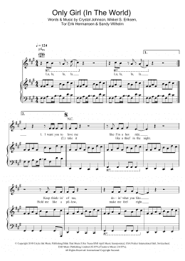 page one of Only Girl (In The World) (Piano, Vocal & Guitar Chords)