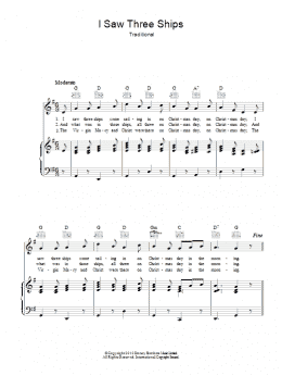 page one of I Saw Three Ships (Piano, Vocal & Guitar Chords)