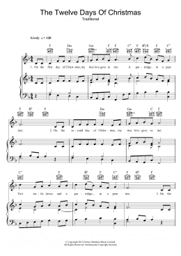 page one of The Twelve Days Of Christmas (Piano, Vocal & Guitar Chords)