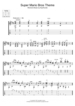 page one of Super Mario Bros Theme (Guitar Tab)