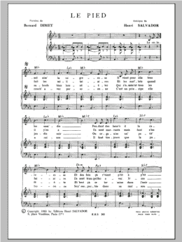 Pied (Piano & Vocal) for Voice + keyboard - Sheet Music to Print