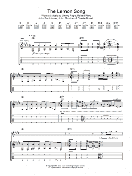 page one of The Lemon Song (Guitar Tab)