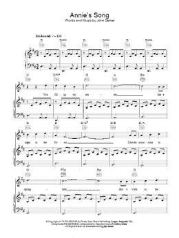 page one of Annie's Song (Piano, Vocal & Guitar Chords)