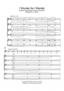 page one of I Wonder As I Wander (SATB Choir)