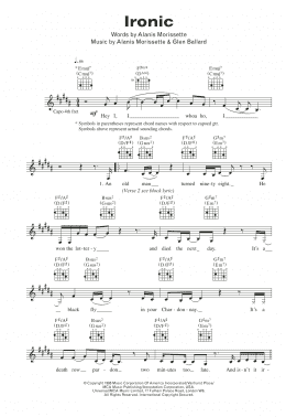 page one of Ironic (Lead Sheet / Fake Book)