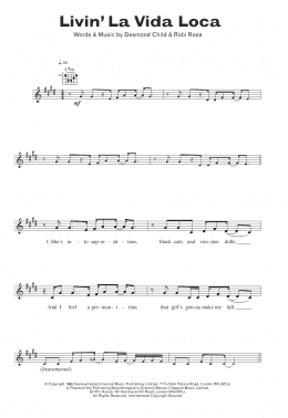 page one of Livin' La Vida Loca (Lead Sheet / Fake Book)