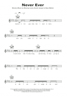 page one of Never Ever (Lead Sheet / Fake Book)