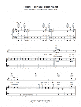 page one of I Want To Hold Your Hand (Piano, Vocal & Guitar Chords (Right-Hand Melody))