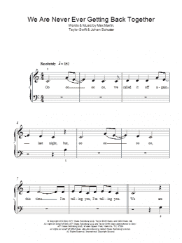 page one of We Are Never Ever Getting Back Together (Easy Piano)