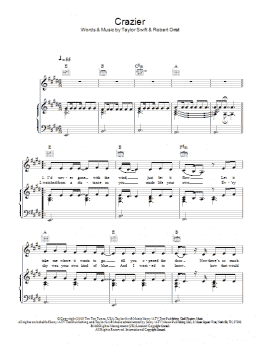 page one of Crazier (Piano, Vocal & Guitar Chords)