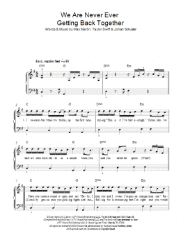 page one of We Are Never Ever Getting Back Together (Easy Piano)