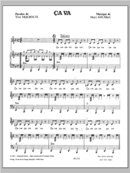 page one of Ca Va (Piano, Vocal & Guitar Chords)