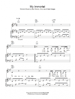 page one of My Immortal (Piano, Vocal & Guitar Chords)