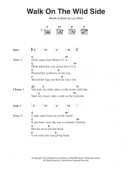 page one of Walk On The Wild Side (Guitar Chords/Lyrics)