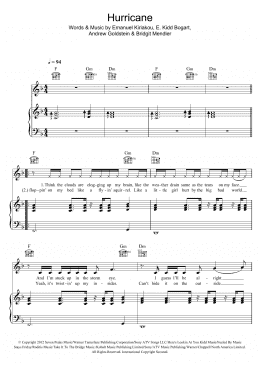 page one of Hurricane (Piano, Vocal & Guitar Chords)