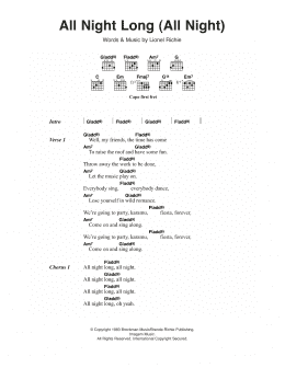 page one of All Night Long (All Night) (Guitar Chords/Lyrics)