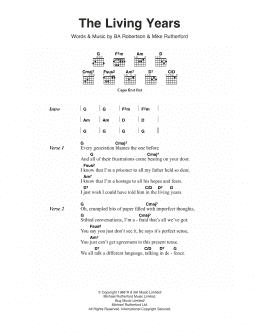 page one of The Living Years (Guitar Chords/Lyrics)