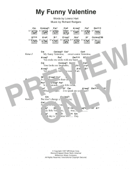 page one of My Funny Valentine (Guitar Chords/Lyrics)