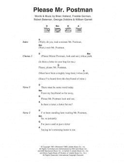 page one of Please Mr. Postman (Guitar Chords/Lyrics)