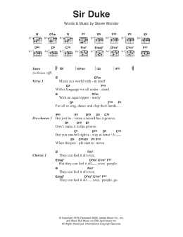 page one of Sir Duke (Guitar Chords/Lyrics)