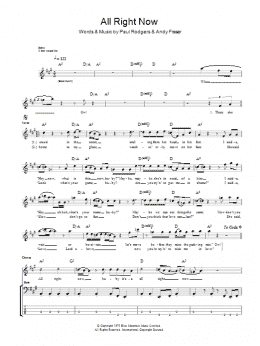 page one of All Right Now (Bass Guitar Tab)