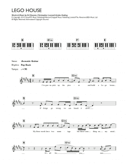 page one of Lego House (Piano Chords/Lyrics)