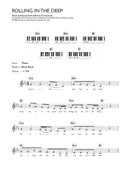 page one of Rolling In The Deep (Piano Chords/Lyrics)