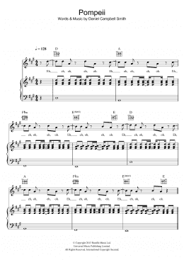 page one of Pompeii (Piano, Vocal & Guitar Chords)