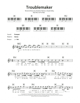 page one of Troublemaker (Piano Chords/Lyrics)