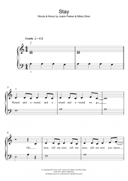 page one of Stay (5-Finger Piano)