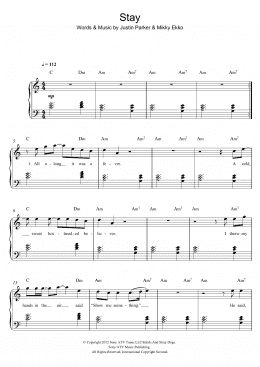 page one of Stay (Easy Piano)