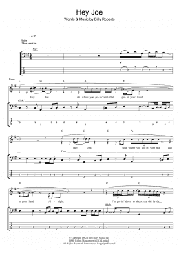 page one of Hey Joe (Bass Guitar Tab)