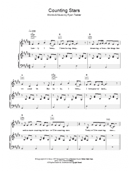 page one of Counting Stars (Piano, Vocal & Guitar Chords)