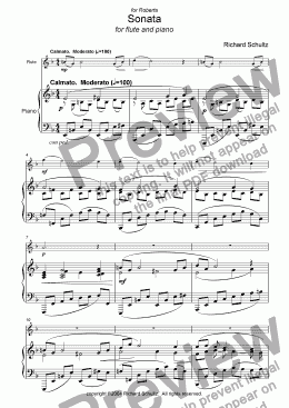 page one of Sonata for Flute and Piano (I. Calmato. Moderato)