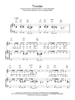 page one of Thunder (Piano, Vocal & Guitar Chords)