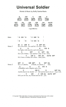 page one of The Universal Soldier (Guitar Chords/Lyrics)