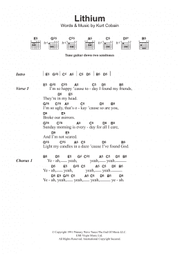 page one of Lithium (Guitar Chords/Lyrics)