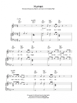 page one of Human (Piano, Vocal & Guitar Chords (Right-Hand Melody))