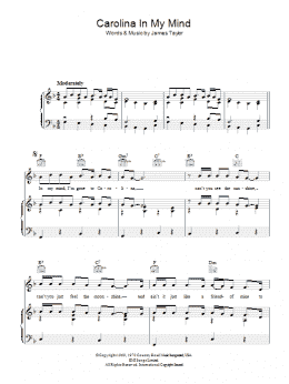 page one of Carolina In My Mind (Piano, Vocal & Guitar Chords (Right-Hand Melody))