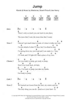 page one of Jump (Guitar Chords/Lyrics)