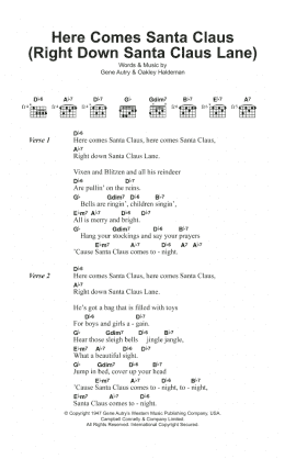 page one of Here Comes Santa Claus (Right Down Santa Claus Lane) (Guitar Chords/Lyrics)